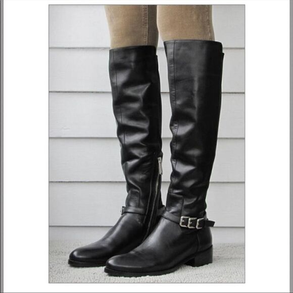 Donald J Pliner Nellie Black Tall Riding Boots - Picture 1 of 11